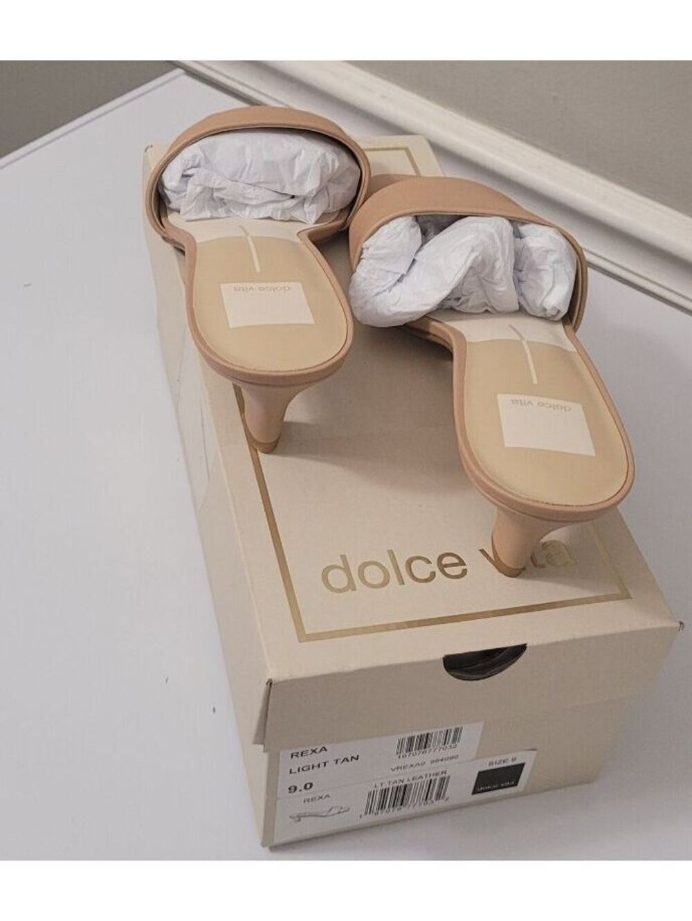 Dolce Vita Rexa Light Tan Leather Kitten Heeled Sandals Women's Shoes Size 9 - Picture 7 of 9